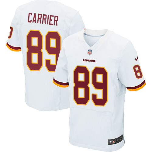 Men's Elite Derek Carrier Nike Jersey White Road - #89 NFL Washington Redskins